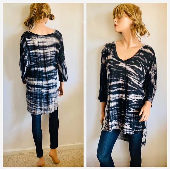 XCVI Hi Lo Tie Dye Boho Tunic Top - Picture 3 of 13